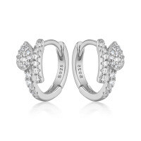 wholesale S925 Sterling Silver Micro-Inlaid Zircon Snake Hoop Ear Clasp Fashion Minimalist Niche Trendy Design Earrings-Platinum