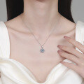 S925 Silver Moissanite Necklace with Floral Pendant, Simple and Versatile Daily Gift-0-2