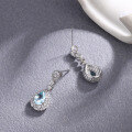 wholesale S925 Metal Small Sea Blue Aquamarine Earrings Water Drop Clear Cold Feeling Light Luxury Stylish Trendy Minimalist Ins Style Elegant-0-1