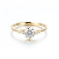 Champagne Gold Plated Sterling Silver Moissanite Six-Prong Crown Ring-0-3