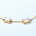 wholesale S925 Gold-Plated Sterling Silver Japanese Light Luxury Retro Rectangle Natural Mother-of-Pearl Bracelet for Women, Simple and Popular Wholesale-0-3
