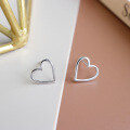 wholesale S925 Sterling Silver HED239 Korean Style Fashion Versatile Sweet and Cool Minimalist Hollow-Out Heart-shaped Earrings-0-1