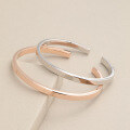 wholesale Sterling Silver Plated Rose Gold S990 Pure Silver Couple's Open Bracelet Engravable for Valentine's Day-0-2