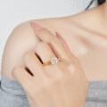 S925 Silver Moissanite Flower Asymmetric Women's Wedding Ring, 1 Carat-0-2