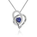 wholesale S925 silver necklace pendant with luxurious and high-end gemstone interlocking design featuring December birthstones-0-16