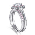 wholesale S925 Sterling Silver Set of Round Pink Zircon Rings for Women, European and American Style, Cross-Border Amazon Best-Selling Ring Set-0-4