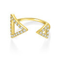 wholesale Silver Plated 18k Gold Asymmetric Triangle Design Full D Color Moissanite Row Ring for Women Open Ring-0-0