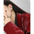 wholesale S925 sterling silver ET471 Korean-style ins minimalist geometric C-shaped design green resin texture earrings for women-0-2