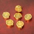 wholesale S925 silver plated with 24K gold, antique Nepalese gold round openwork carved spacer beads, DIY matching beads-0-2