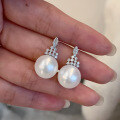 wholesale S925 silver jewelry new 10mm pearl earrings for women, French-style luxurious elegant design, cross-border live streaming-0-1