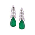wholesale Gold-plated 925 silver earrings with high-carbon diamond, Muzo green, teardrop-shaped, high-end jewelry, fashionable and versatile accessories for women-0-0