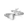 wholesale S925 Sterling Silver Women's Ring with Airplane and Cloud Pattern, Minimalist High-End Ins Style Open Adjustable Ring-0-5