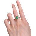 wholesale S925 Silver Metal 6*8 Green Zircon Ring Women's Ins Style Daily Minimalist Versatile-0-4