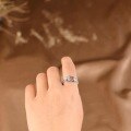 wholesale 925 Silver Retro Antique Matte Finish Pi Yao Coin with Southern Red Inlay, Vintage Style Adjustable Ring for Women-0-3