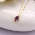 wholesale S925 Sterling Silver Gold-Plated New Pendant Necklace Choker Set with Natural Amethyst Rose-Cut Teardrop-0-1