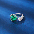 wholesale S925 Sterling Silver Enzel Heart-Shaped Emerald Gemstone Ring for Women, Heavy Craftsmanship Design, Cross-Border Live Streaming Best-Seller-0-2