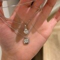 wholesale S925 Sterling Silver Classic Single Diamond Necklace Collection, Simple and Elegant High-Carbon Diamond Collarbone Chain, Layered Luxury Versatile Necklace-0-1