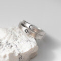 wholesale S925 Sterling Silver Sun Moon Star Engraved Minimalist Adjustable Unisex Ring R01736-0-0