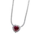 wholesale S925 Silver Women's Pendant Necklace with 8*8 Heart-Shaped Ruby Setting, Fashionable Anniversary Engagement-0-4
