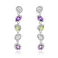 wholesale S925 Silver Designer Luxury High-End Natural Gemstone Earrings, Prosperity Series, Inlaid with Colored Gems, Stud Earrings-0-4