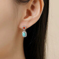wholesale Metal French Vintage Natural Turquoise Geometric Earrings, Minimalist Niche High-End Royal Style Earrings-0-3