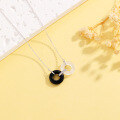 wholesale S925 Sterling Silver Ins Black and White Double Hoop Ping An Buckle Necklace for Women, Light Luxury Advanced Sense Trendy Cool Collarbone Chain, 520 Gift for Girlfriend-0-1