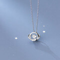 wholesale S925 silver celestial planet necklace, Korean-style minimalist hollow star cosmic pendant collarbone chain D8036-0-4