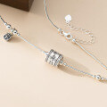 wholesale S925 Sterling Silver Literary Retro-Style Niche Design Peace Charm Bead Necklace Y02160-0-2