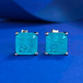 wholesale Metal material first, Mu Jing new 92S5 silver simulated Paraiba 7*7 ear studs square-0-6
