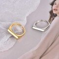 wholesale Metal material: 925 Sterling Silver, Korean style irregular geometric ring for women, ins minimalist style, personalized retro metal square open ring-0-1
