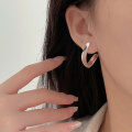 wholesale S925 Sterling Silver Minimalist French Hoop Earrings for Women, Korean Understated Style, Small Niche, Versatile, Elegant Ear Hoops and Studs-0-0