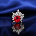 wholesale S925 silver jewelry, 6ct synthetic pigeon blood red cushion-shaped 10*11 lab-grown ruby and sapphire ring with a premium feel-0-2