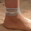 wholesale Metal Bohemian Ankle Chain with Zircon Evil Eye and Heart Butterfly-0-8
