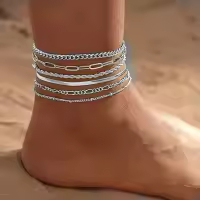 wholesale Metal Bohemian Ankle Chain with Zircon Evil Eye and Heart Butterfly-Style 4
