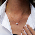 14K Gold Plated 925 Silver Four-Prong 1ct Moissanite Pendant Necklace-0-1