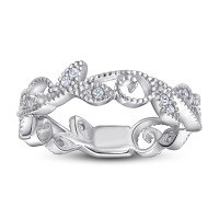 wholesale 925 Sterling Silver Alliexpress Cross-border Leaf Pattern Jewelry Women's Non-Tarnish European & American Fashion Leaf Zircon Ring-Platinum US size 8#