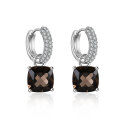 wholesale S925 silver inlaid with colored gemstones, new light luxury-style fashionable design natural smoky quartz earrings stud earrings-0-0