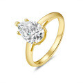 18K Gold Plated S925 Silver Moissanite Pear-Shaped Halo Ring-0-3