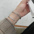 wholesale S925 Sterling Silver Korean Version Cold Style Vintage Distressed Chain Link Unisex Bracelet, Versatile Silver Chain Accessory-0-2