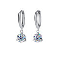 S925 Sterling Silver Moissanite Stud Earrings, Three-Prong Setting, Minimalist Design-0-3