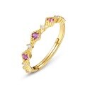 wholesale 925 Silver Plated with 10K Gold, Japanese Light Luxury Amethyst Rhombus Geometric Ring for Women, Vintage Floral Crown Ring Wholesale-0-5