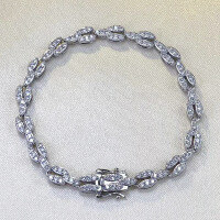 wholesale New 925 Silver Hip-Hop Cuban Full Diamond Bracelet Couple Set, Niche Design Fashionable Euro-American Style-B102 White Diamond>18cm