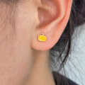wholesale S925 Sterling Silver Gold-Plated Resin Pumpkin Stud Earrings, Small and Exquisite, Cute and Sweet Christmas Accessory Earrings Gift-0-2