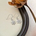 wholesale Metal material: S999 Sterling Silver Snowflake ear hooks for women,, minimalist and fashionable, high-end earrings, Korean style-0-4