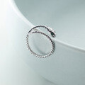 wholesale S925 silver open-ended snake ring with green diamond, Korean retro style, J9923-0-2