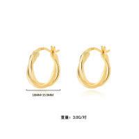 wholesale 925 Sterling Silver Cold Minimalist Style Vintage Summer Earrings,ins Circle Twistear Cuff For Women-E1179-Gold 925 Silver