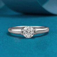 wholesale S925 Silver 50mm Round White Diamond Simulated Diamond Ring for Women, Ins Style Hot Piece for Daily Commute-R1281 White Diamond Ring Size 8