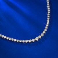 wholesale S925 Silver New Product Mu Jing Jewelry European and American Style Fashion Necklace Waterdrop Round Diamond Row Diamond Full Diamond Necklace Design-N344 Full Diamond Necklace 45cm