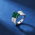 wholesale S925 sterling silver heart-shaped emerald ring for women, heavy-duty design, cross-border live streaming bestseller-0-0