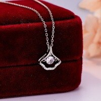 wholesale S925 Sterling Silver Maker Hollow-Out "Grateful for You" Dynamic Necklace, Fashionable and Luxurious Niche Design Popular Collarbone Chain Jewelry-Ginkgo Leaf Necklace>925 Silver